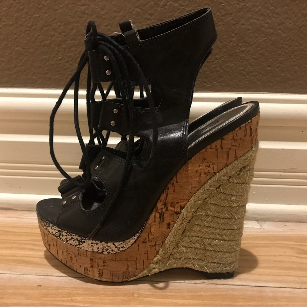 Bebe lace up wedges!