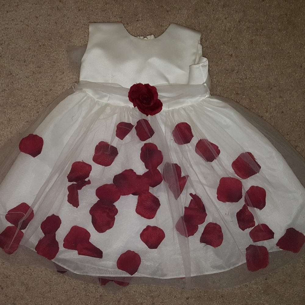 Beautiful White Dress Red Loose Rose Buds