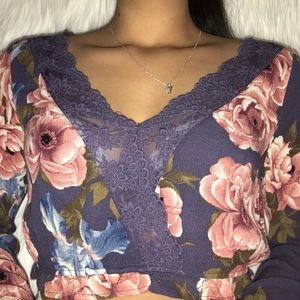 💜 flowery crop top lace 💜
