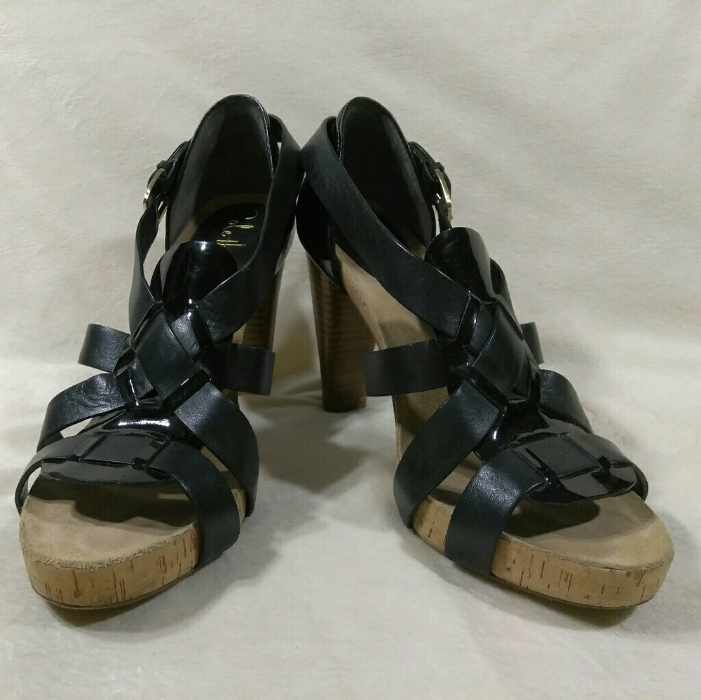 Cole Haan cork heels Black Patent
