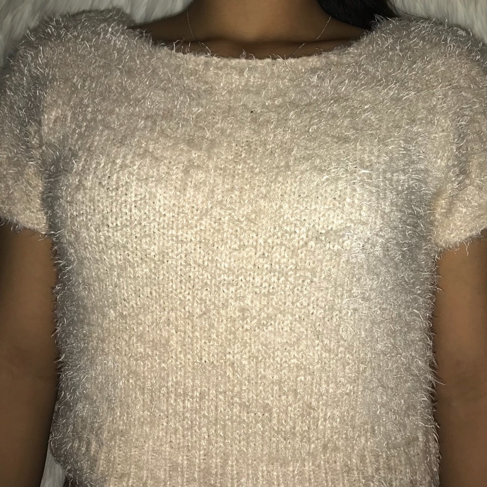 Cream fluffy crop top ✨