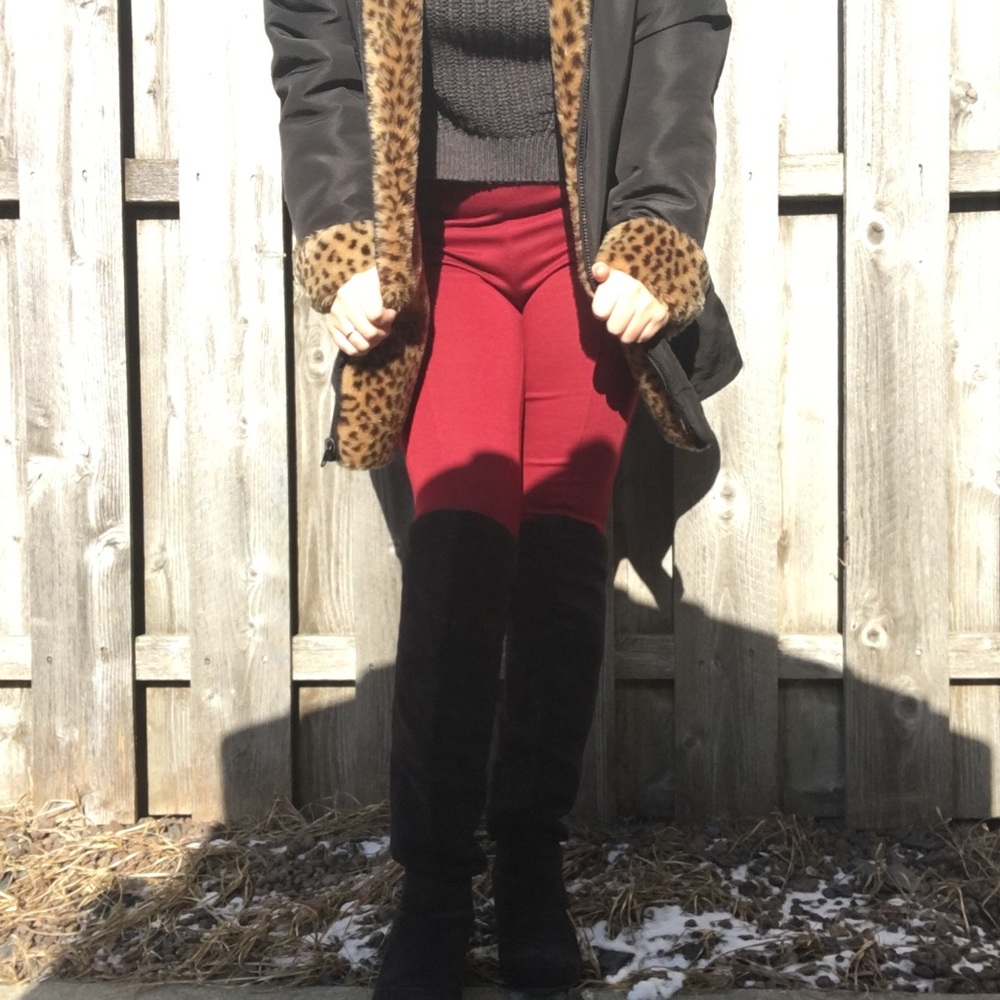 ‼️SOLD‼️ Black and Cheetah print winter jacket