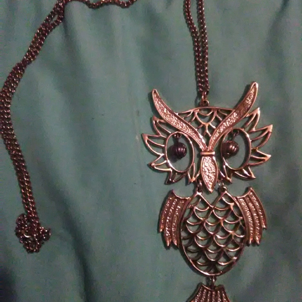 Owl necklace and ring set