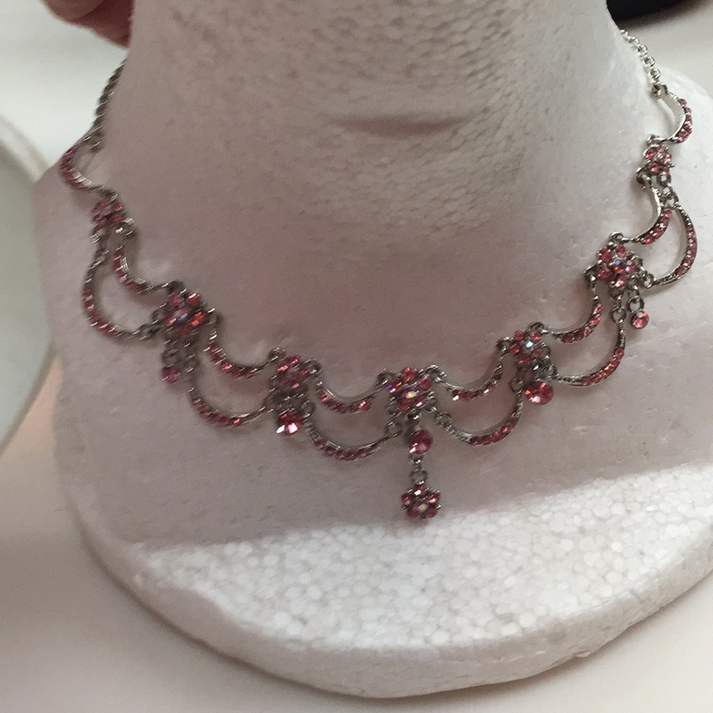 Enchanted Bridal Necklace Amazing pink Stone