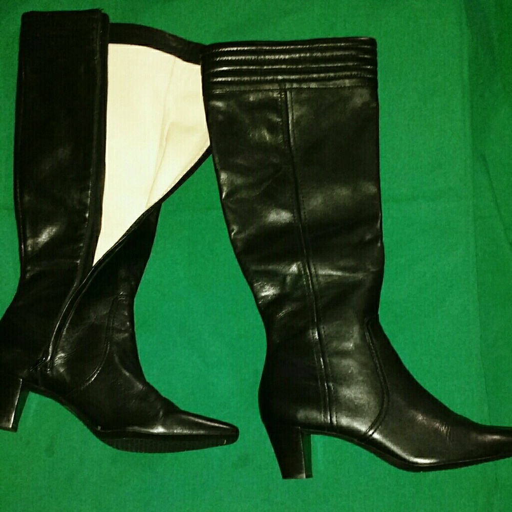 Black genuine leather boots