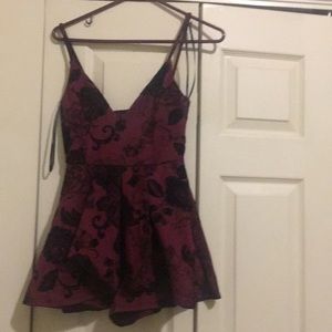 Burgundy and black romper dress