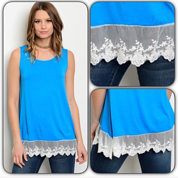Soft Flowy Lace Hem Tunic Tank Top SML - Picture 2 of 7