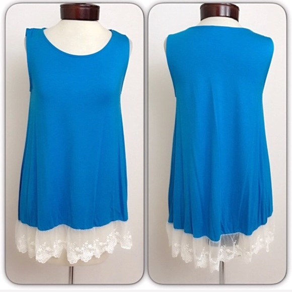 Soft Flowy Lace Hem Tunic Tank Top SML - Picture 3 of 7