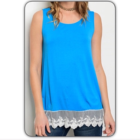 Soft Flowy Lace Hem Tunic Tank Top SML - Picture 4 of 7