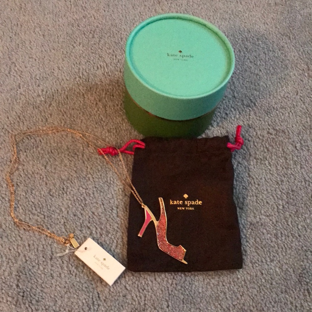 Kate Spade pink glitter shoe necklace