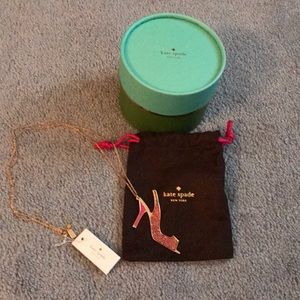 Kate Spade pink glitter shoe necklace
