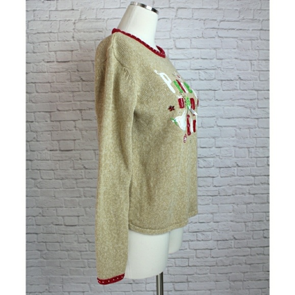 Peace On Earth Beige Ugly Christmas Sweater - Picture 2 of 6