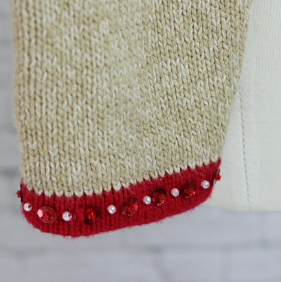 Peace On Earth Beige Ugly Christmas Sweater - Picture 5 of 6