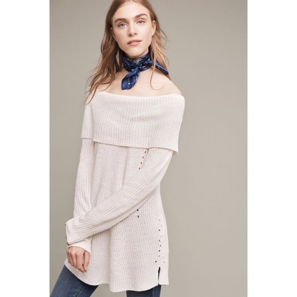 Anthropologie Ivory Off the Shoulder Sweater