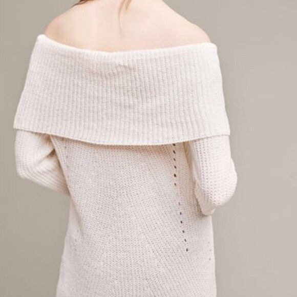 Anthropologie Ivory Off the Shoulder Sweater - Picture 3 of 8