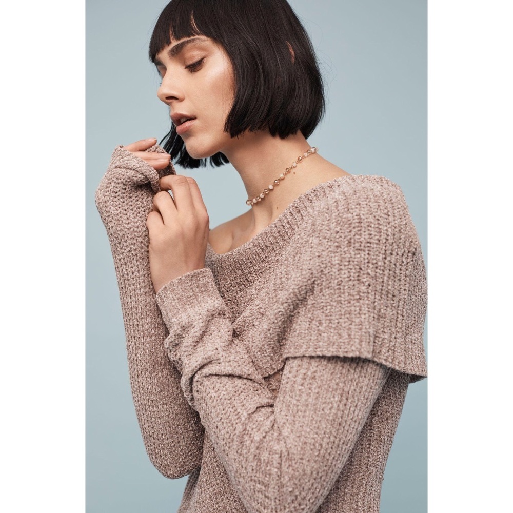 Anthropologie Taupe Off the Shoulder Sweater (HP🎉)