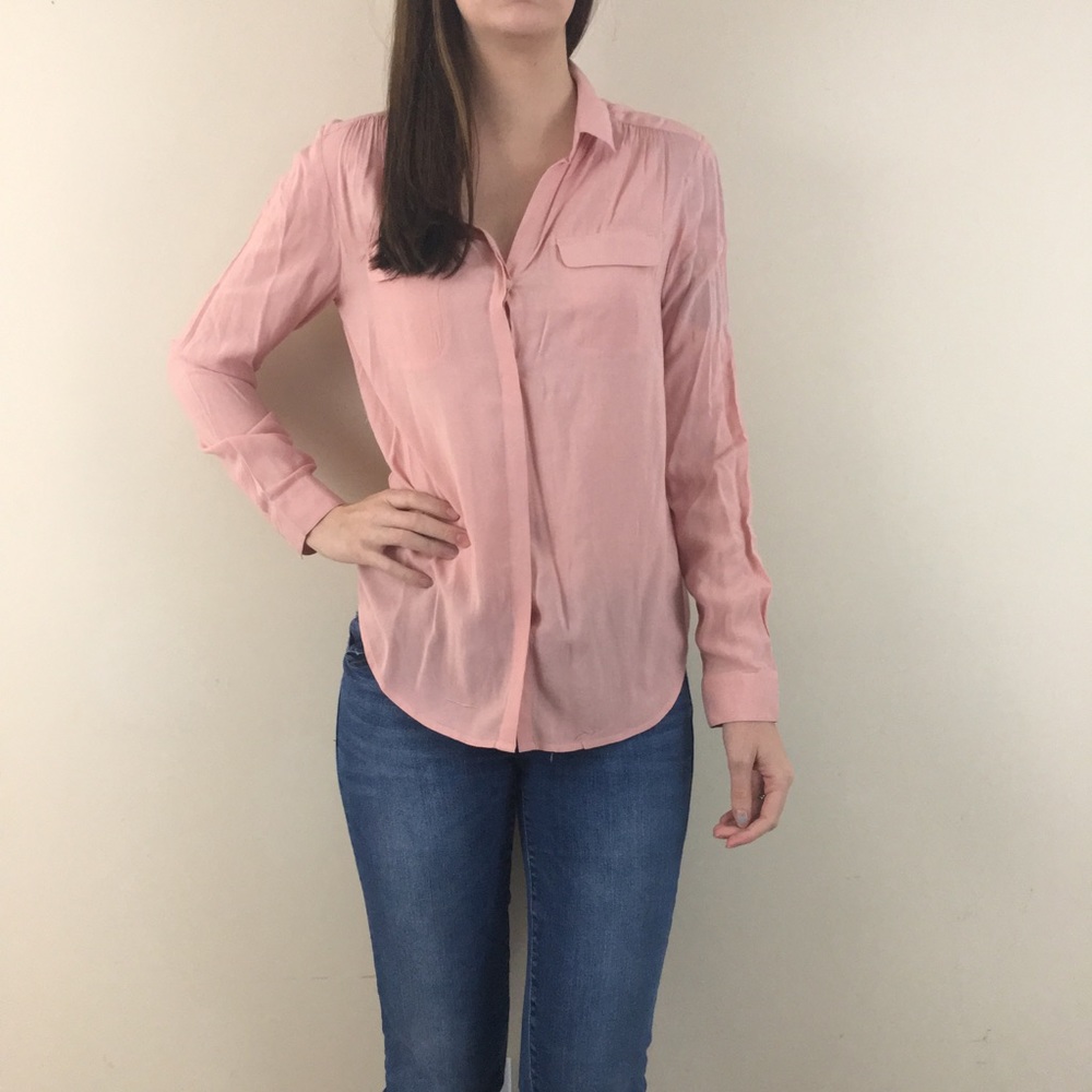 Loft blush pink button down shirt size Medium