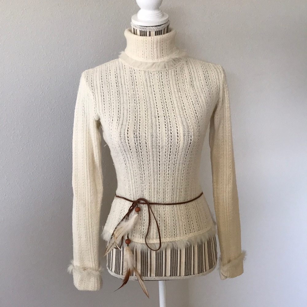 ABS by Allen Schwartz Sweater Ivory Wool Blend Sml