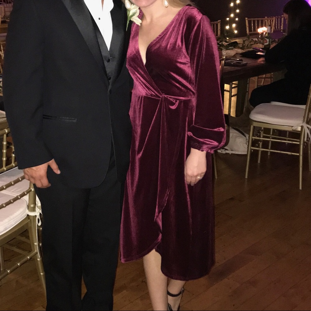 Crushed velvet wrap dress
