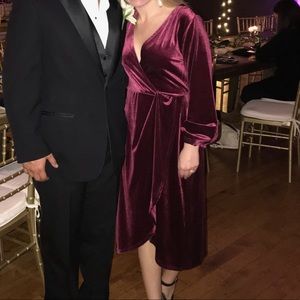 Crushed velvet wrap dress