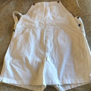 White Overalls Shorts
