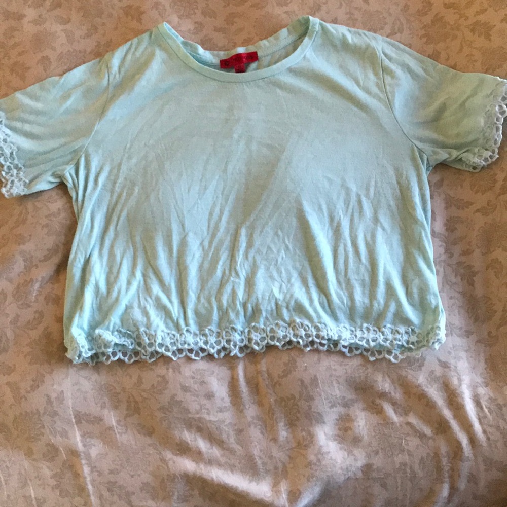Sky blue crop with lace bottom
