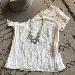 Cream eyelet boho top by Joie
