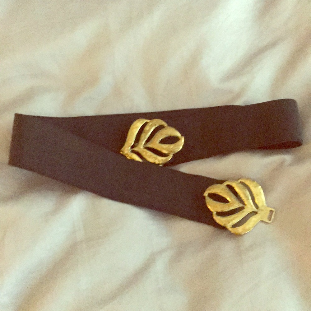 Black Belt with Gold Leaf Clasp