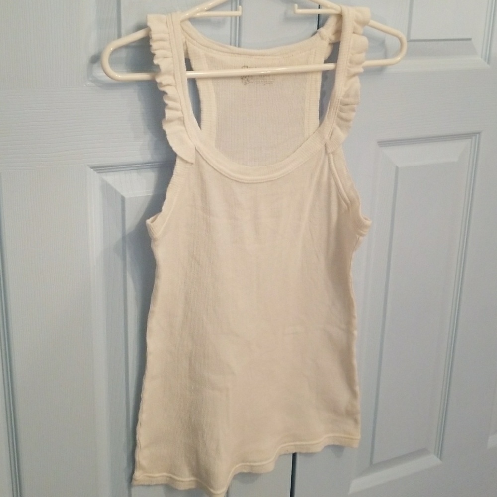 Frilly white tank top