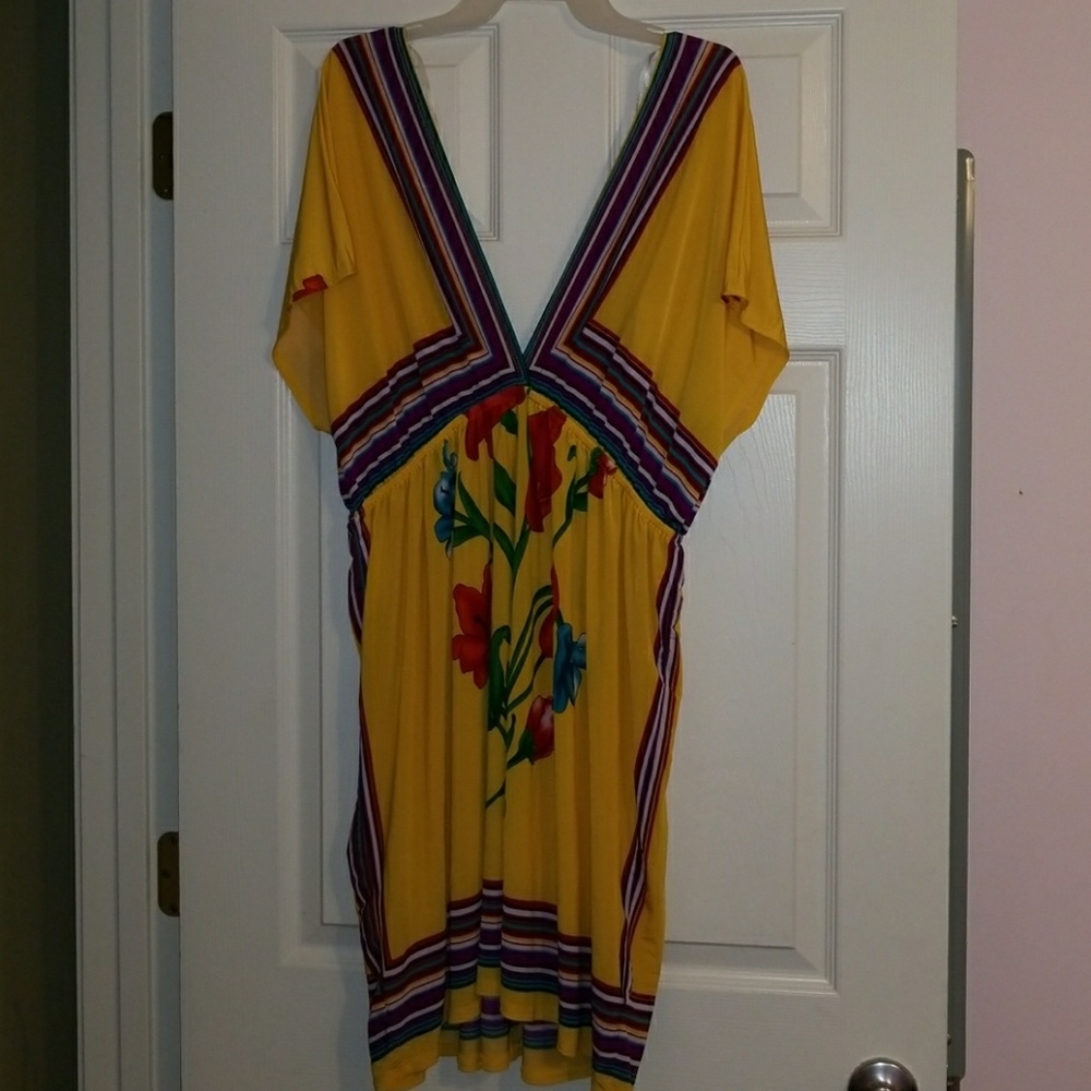 Yellow floral and stripe dress-NWT