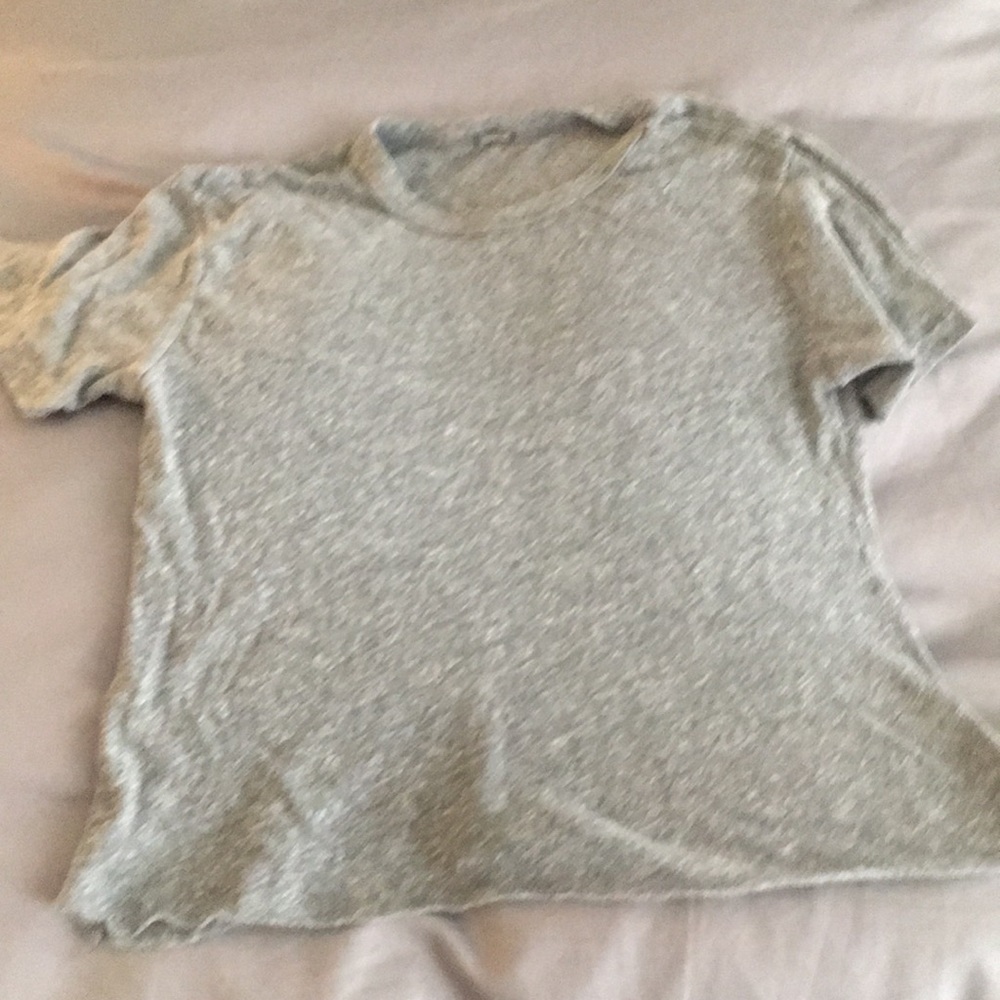 Monrow cropped short sleeve grey tee