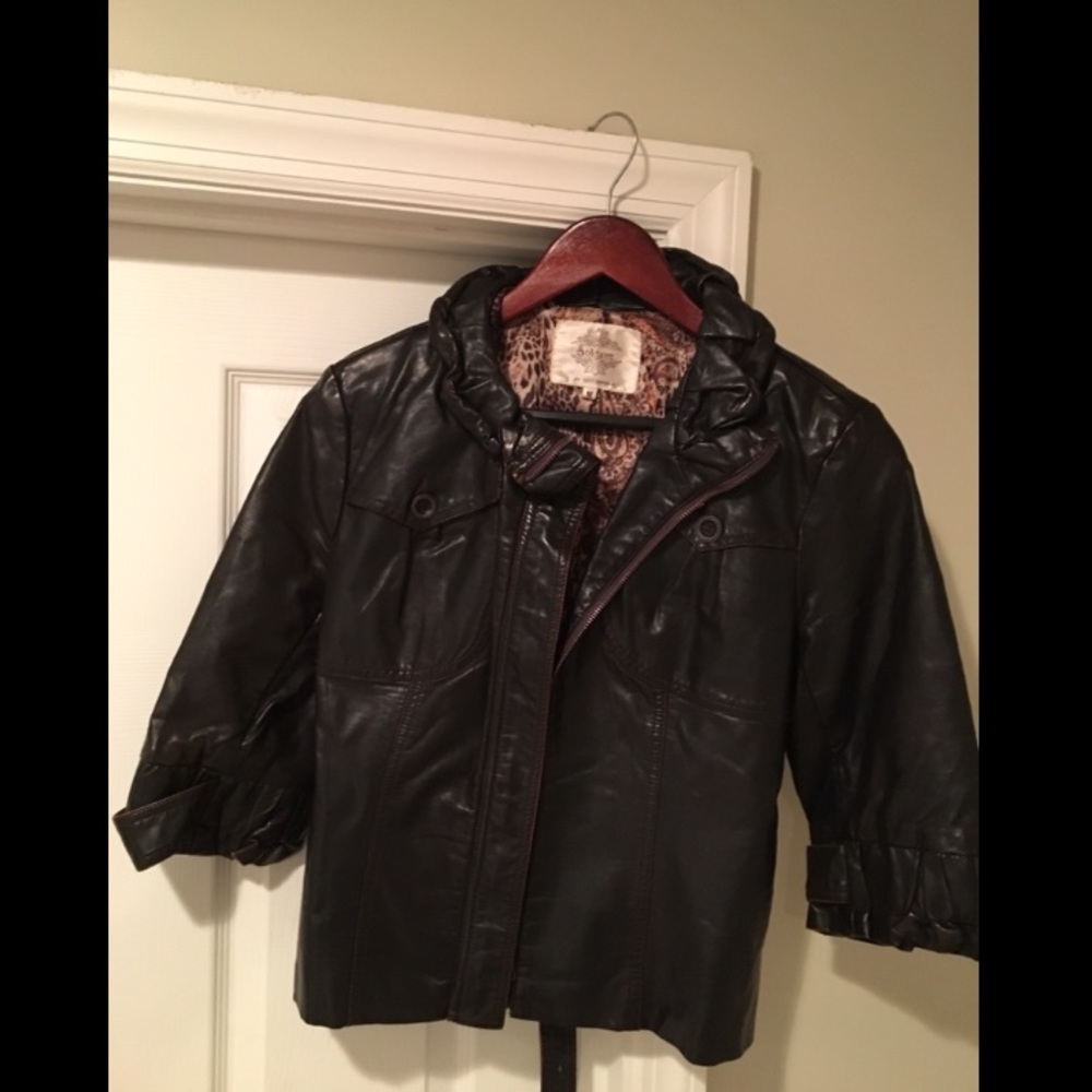 Vegan leather cropped jacket