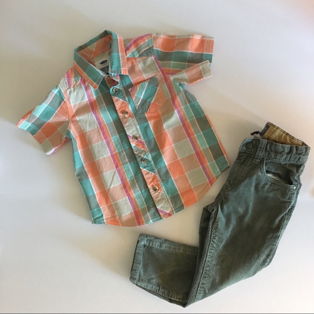 Boys’ Old Navy Multicolored Plaid Short Sleeve Top