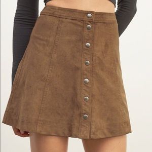 Abercrombie brown suede A-line skirt