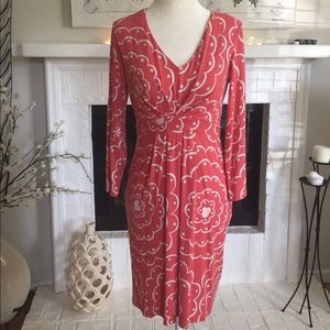 Boden Three Quarter Sleeve Faux Wrap Dress, US 6