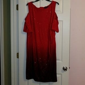 Glitzy red ombre cold shoulder dress- 22/24W