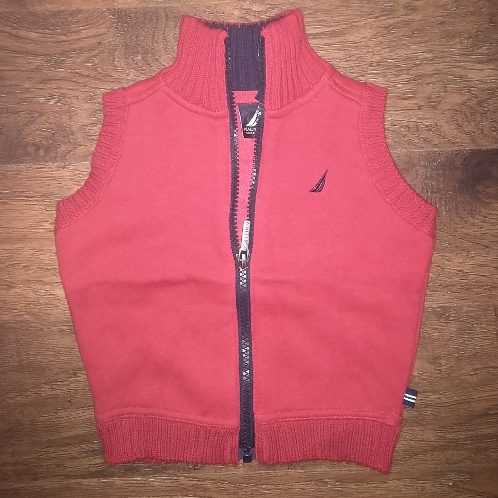NWOT Nautica boys Red Zip up Vest