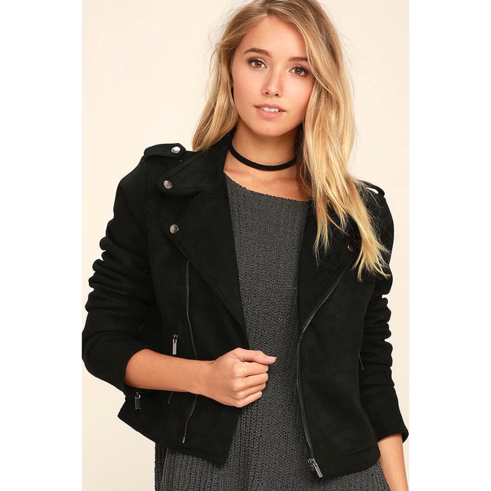 NWT Lulu’s Black Suede Jacket Size S