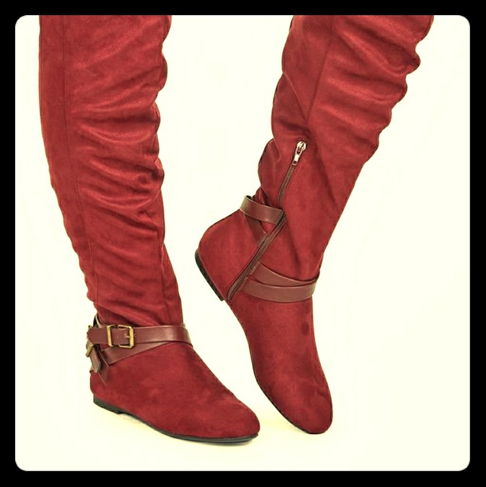 Yashika burgundy thigh high  boots