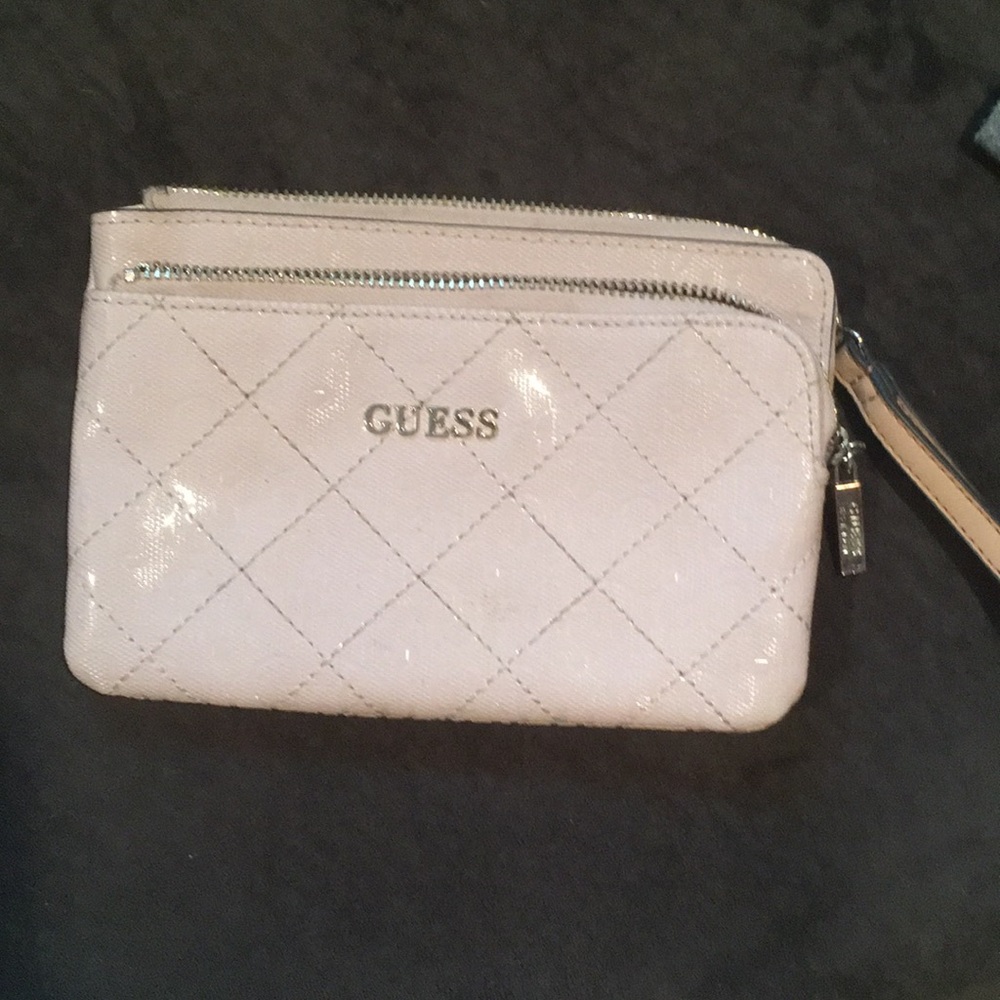 Pink guess wristlet