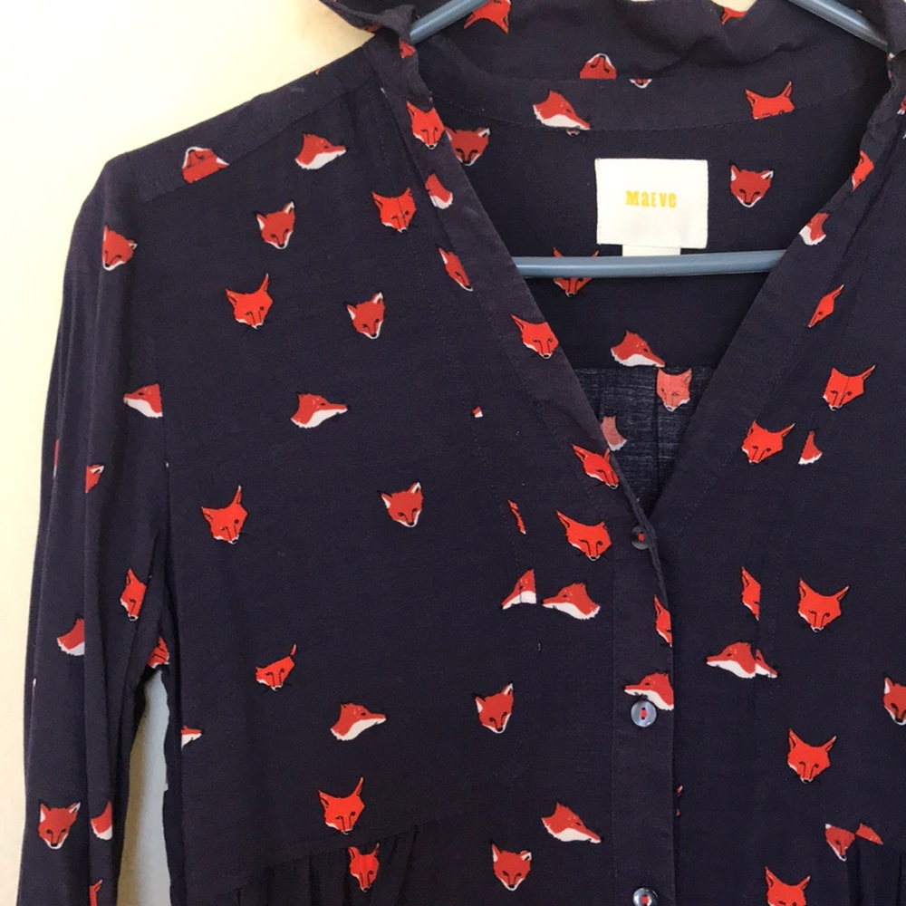 Anthropologie fox print blouse