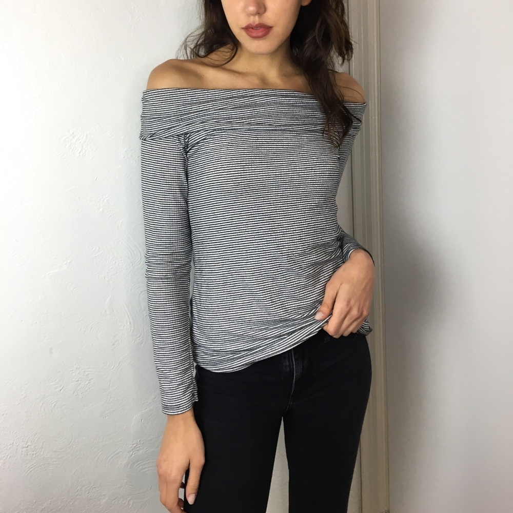 Stripped off the shoulder top.