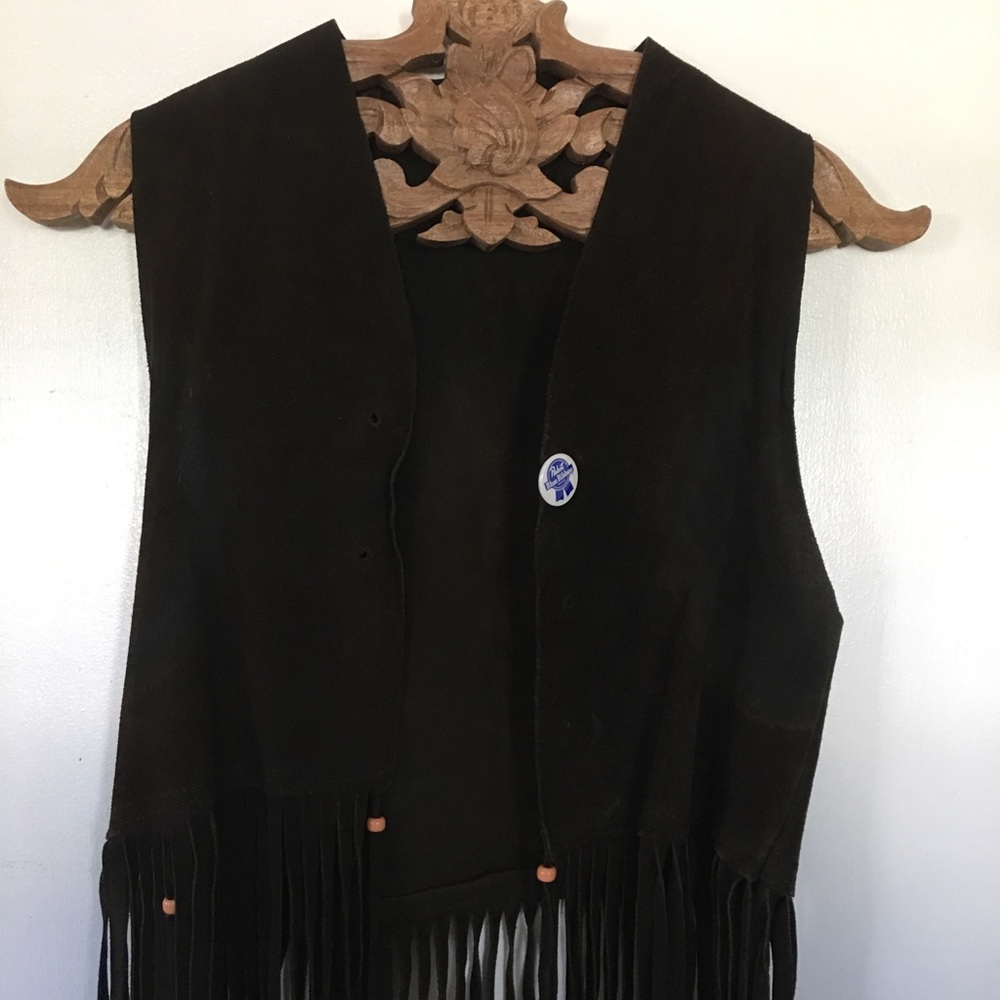 VINTAGE 1960 - 1970 SUEDE FRINGE MAXI VEST