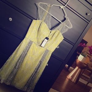 Bcbg grey/yellow dress