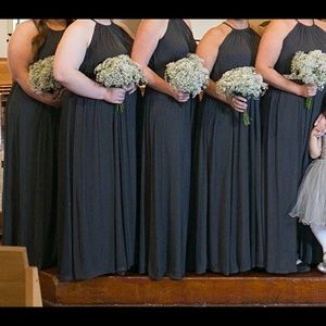 Charcoal bridesmaid dress from David’s Bridal.