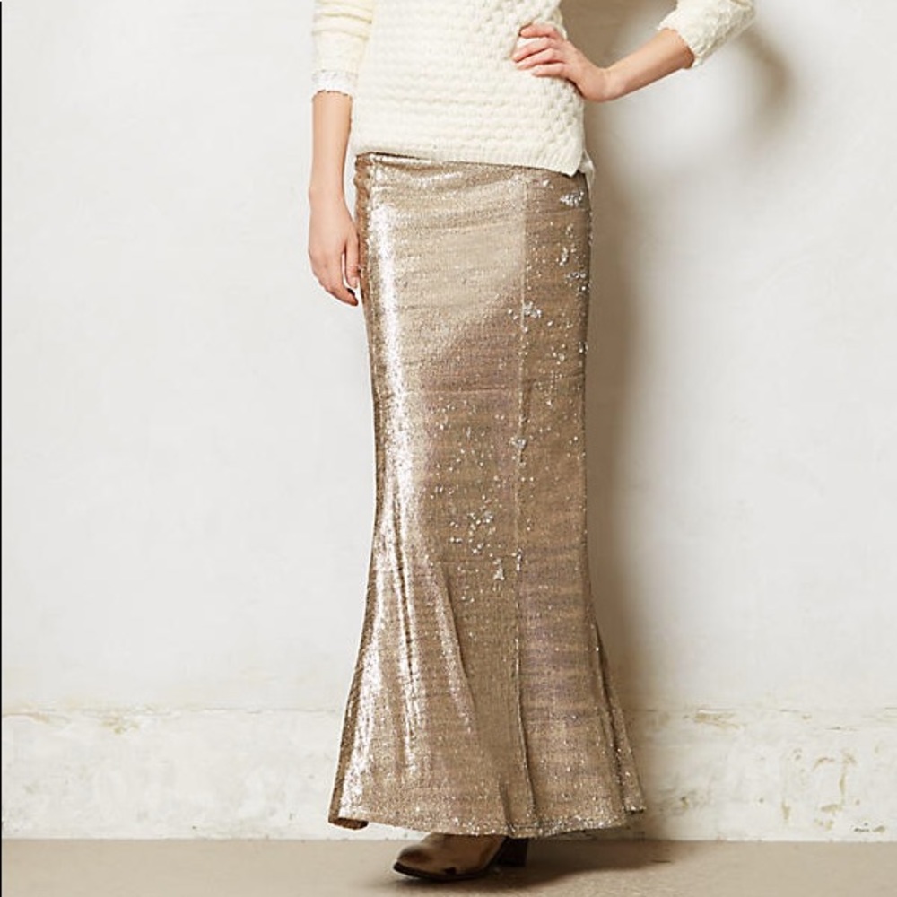 Anthropologie Line & Dot Sirene Sequin Skirt Maxi