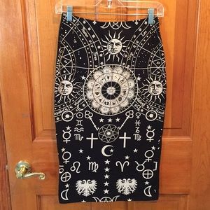 Zodiac Print 🌚 Knit Pencil Skirt