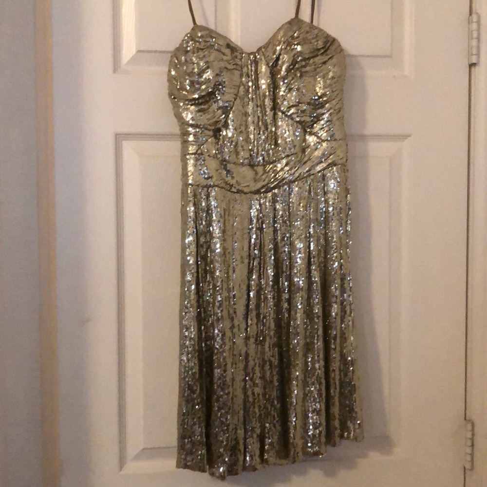 Badgley Mischka Gold Sequin Dress