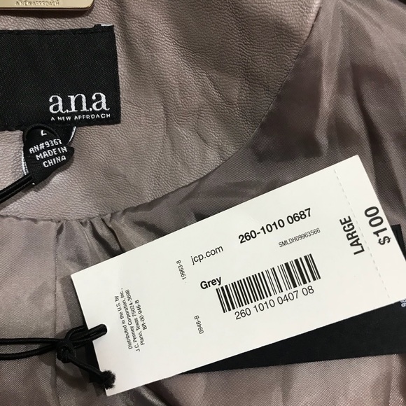 NWT Gray Faux Leather Jacket - Picture 3 of 3