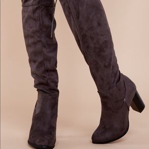 Charcoal Grey Knee High Boots